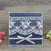 Lace  Card Handmade Invitation Dark Blue Wedding Invitation with Ribbon Bow